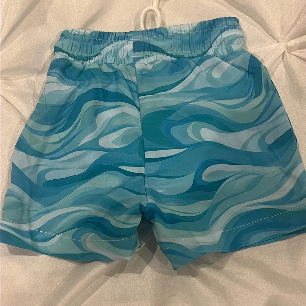 Kids Swim Trunks - Blue Wave Pattern size 3-6 months